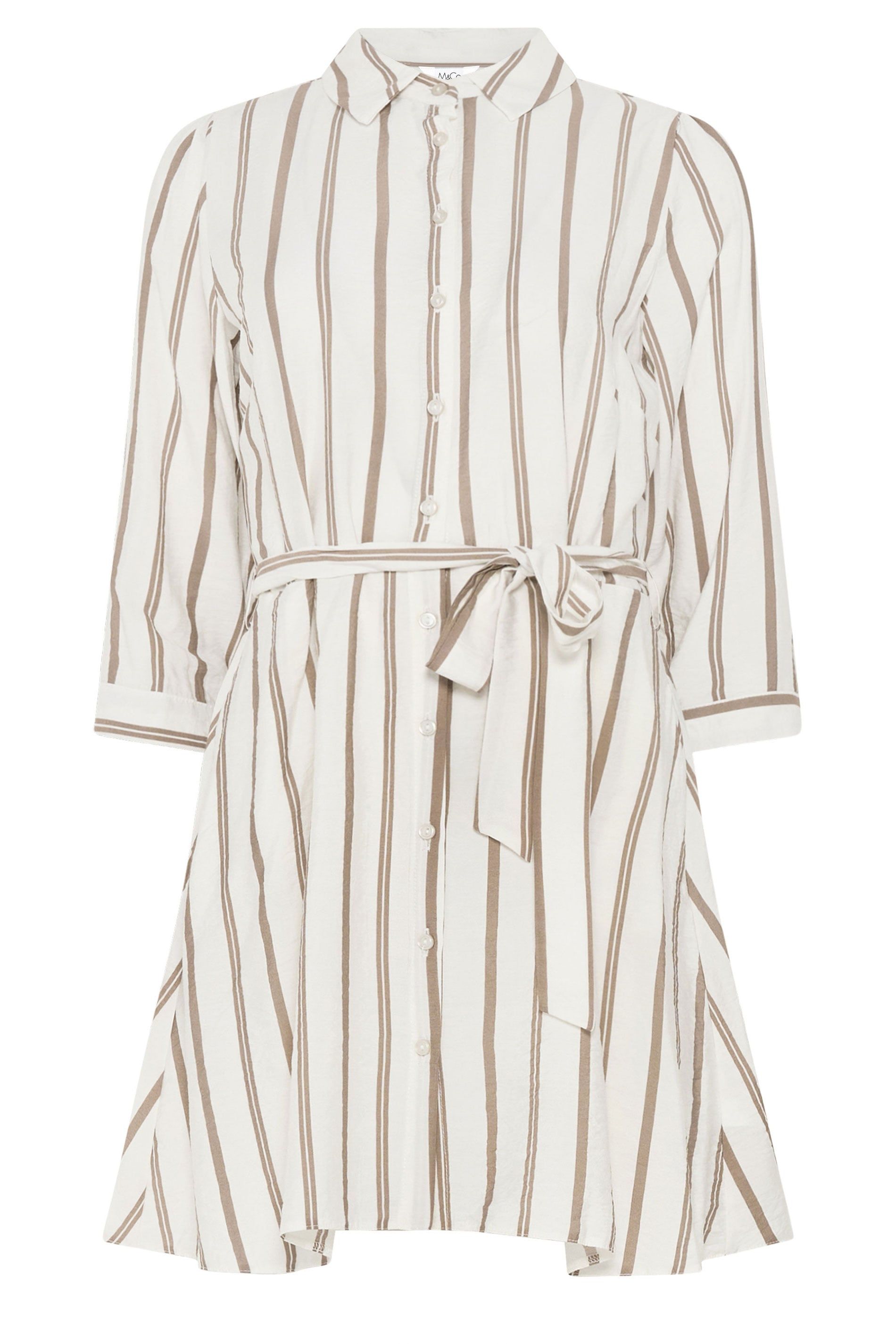 M&Co Stripe Printed Belted Tunic Shirt