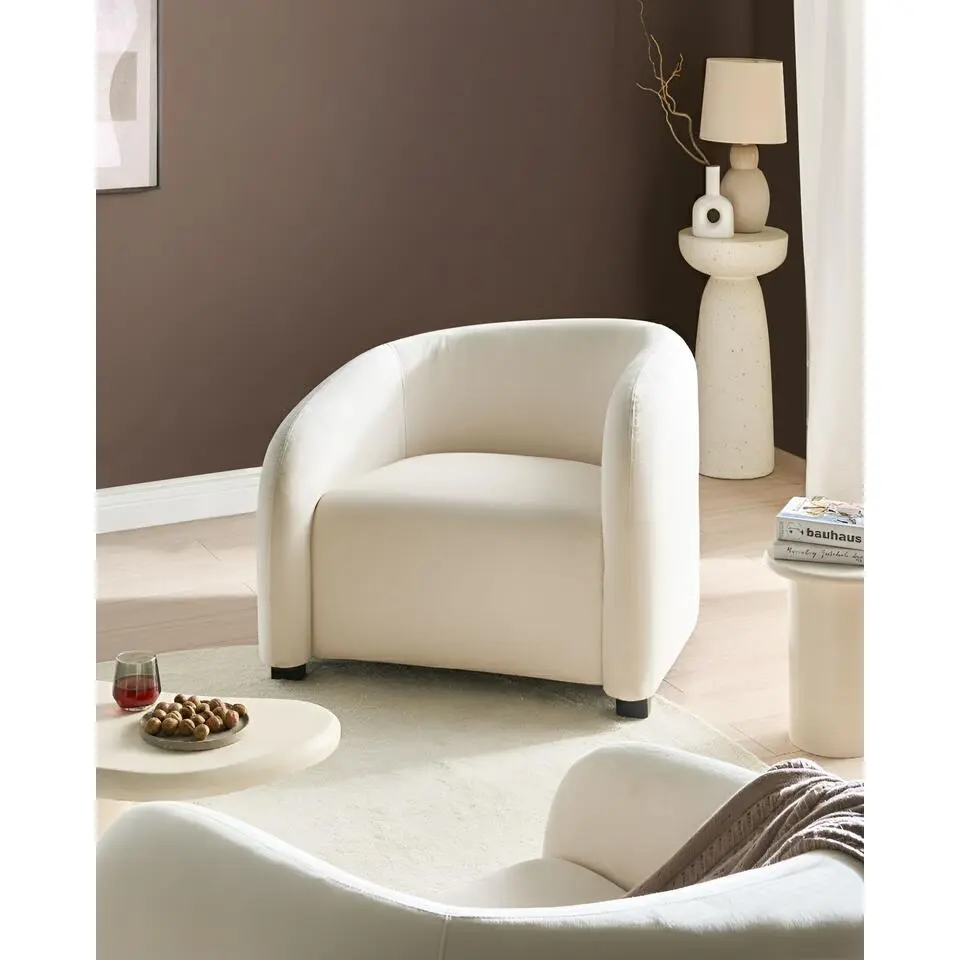 VELTADA - Fauteuil - Gebroken wit - Fluweel
