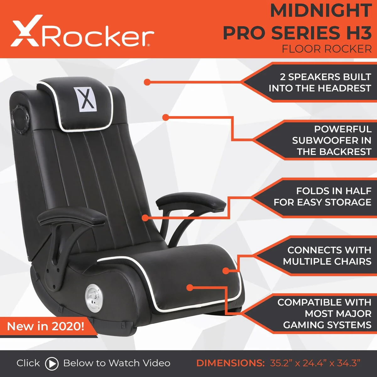 Midnight Pro Series H3 2.1 Wired Floor Rocker - Black