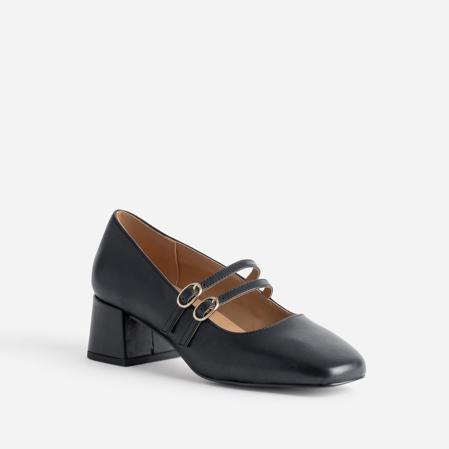 Babies noire cuir double bride