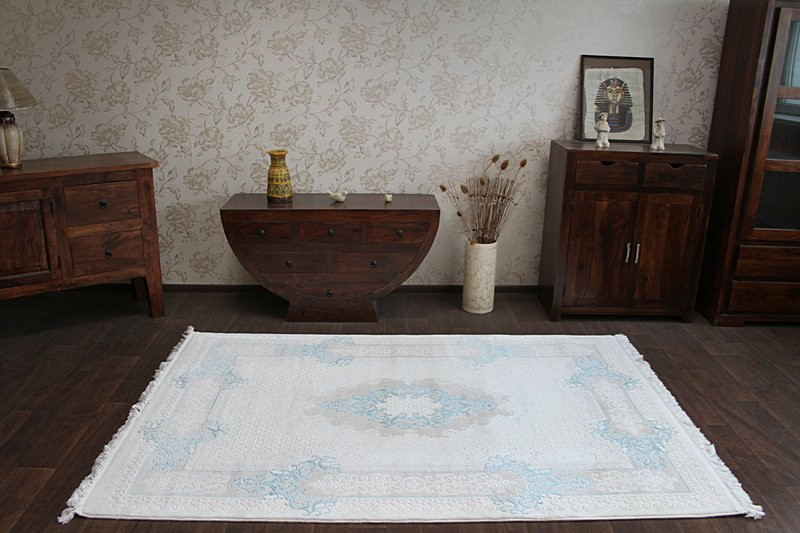 Dywan AKRYL MIRADA 5417 Niebieski ( Mavi ) Frędzle 100x300 cm