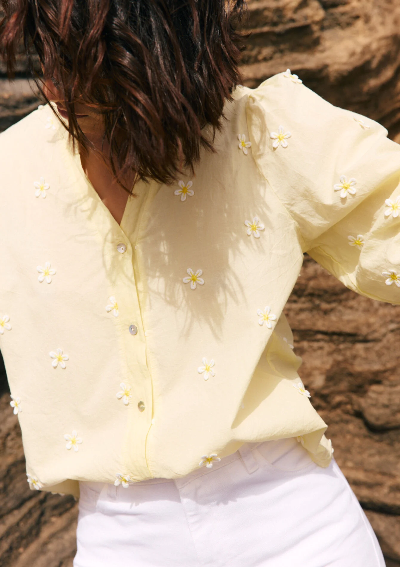 Geborduurde blouse met ballonmouwen