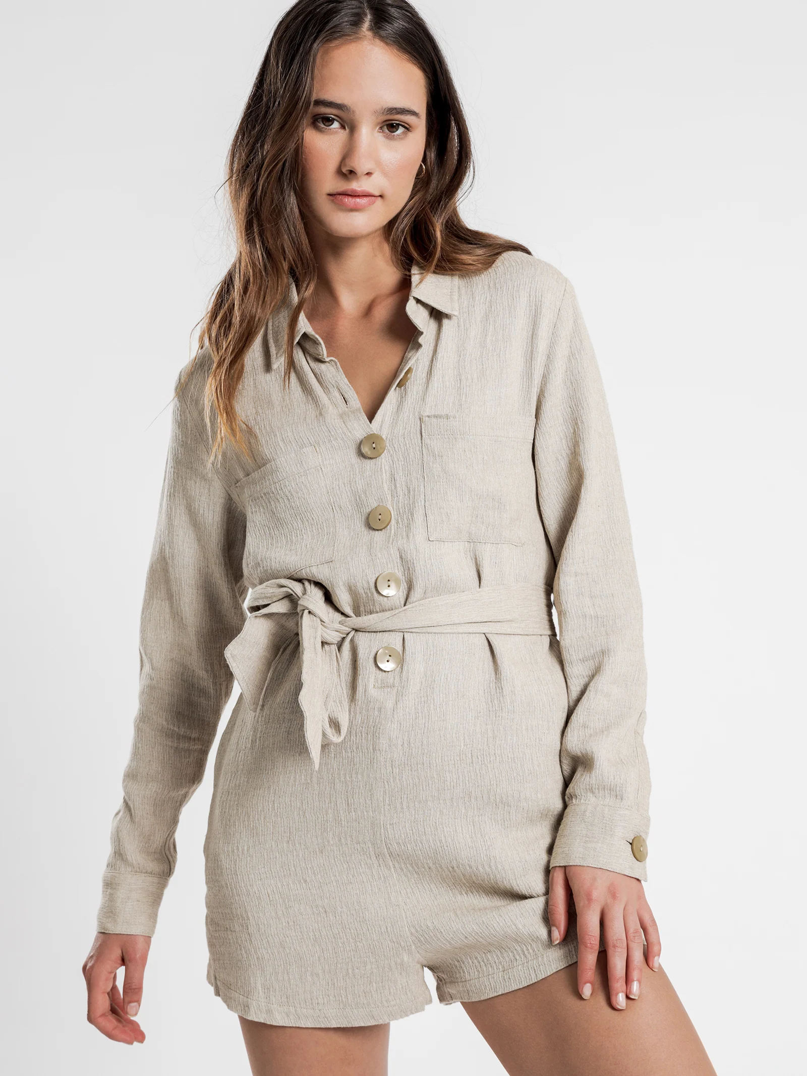 Rumi Linen Long Sleeve Romper