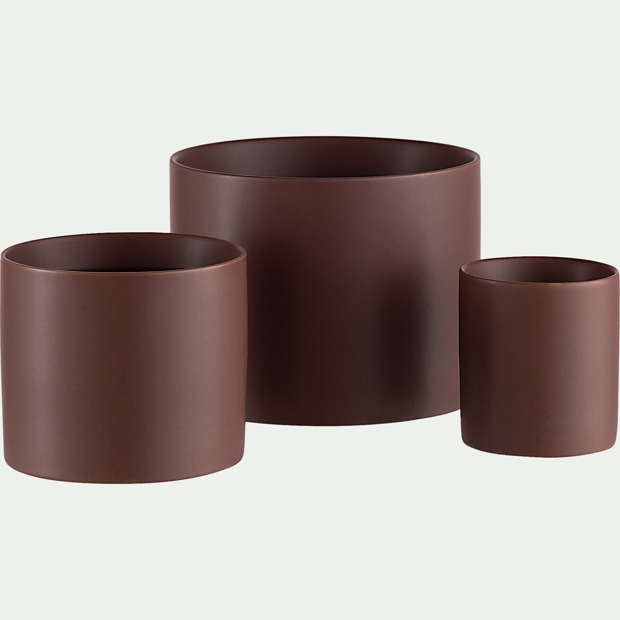 MARTIN - Cache-pot en céramique D10xH8,5cm - brun rhassoul