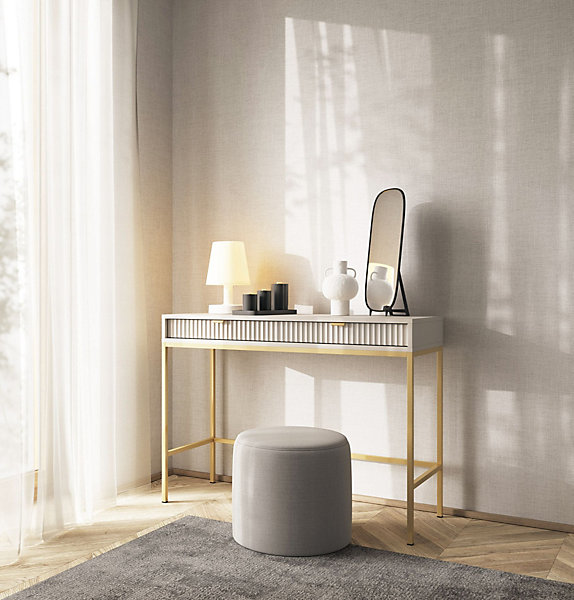 Coiffeuse bureau 2 tiroirs grège 104 cm VELLORE