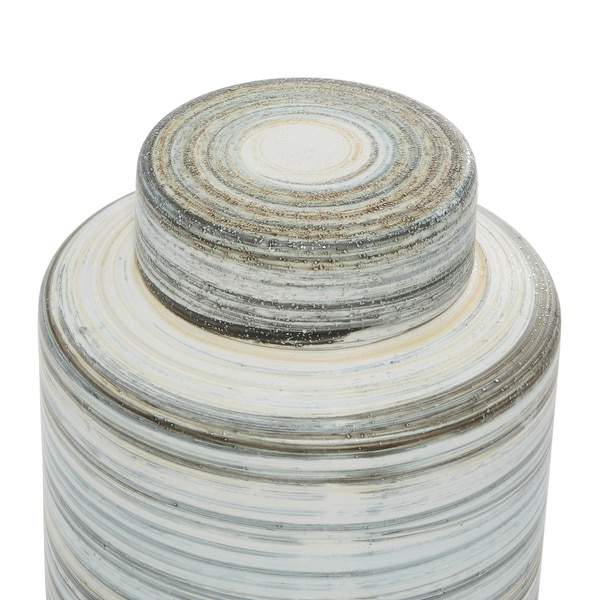 Grey Ceramic Farmhouse Decorative Jar (Set of 2) - 8 x 8 x 13