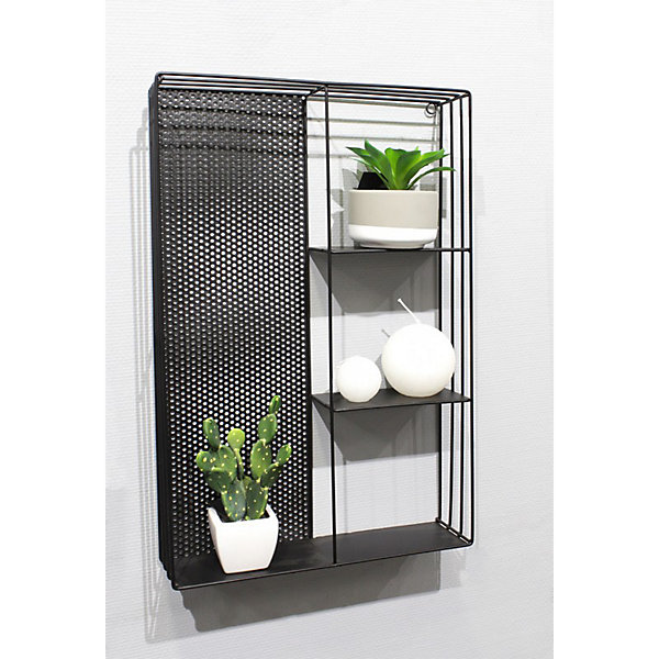 Etagère murale 4 tablettes en métal noir 60 x 40 cm - LINE