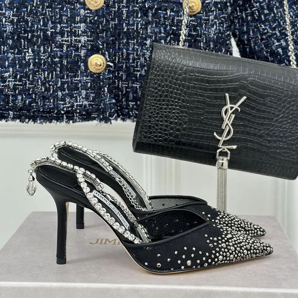 Jimmy Choo Saeda 10CM Slim Heel  Slide Sandal