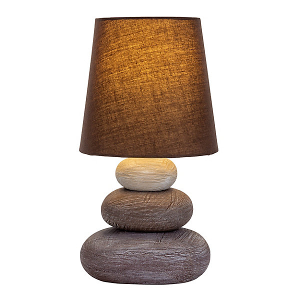 Lampe de table STONEY 31cm ceramique brune douille E14 salon salle a manger entree bureau chevet moderne