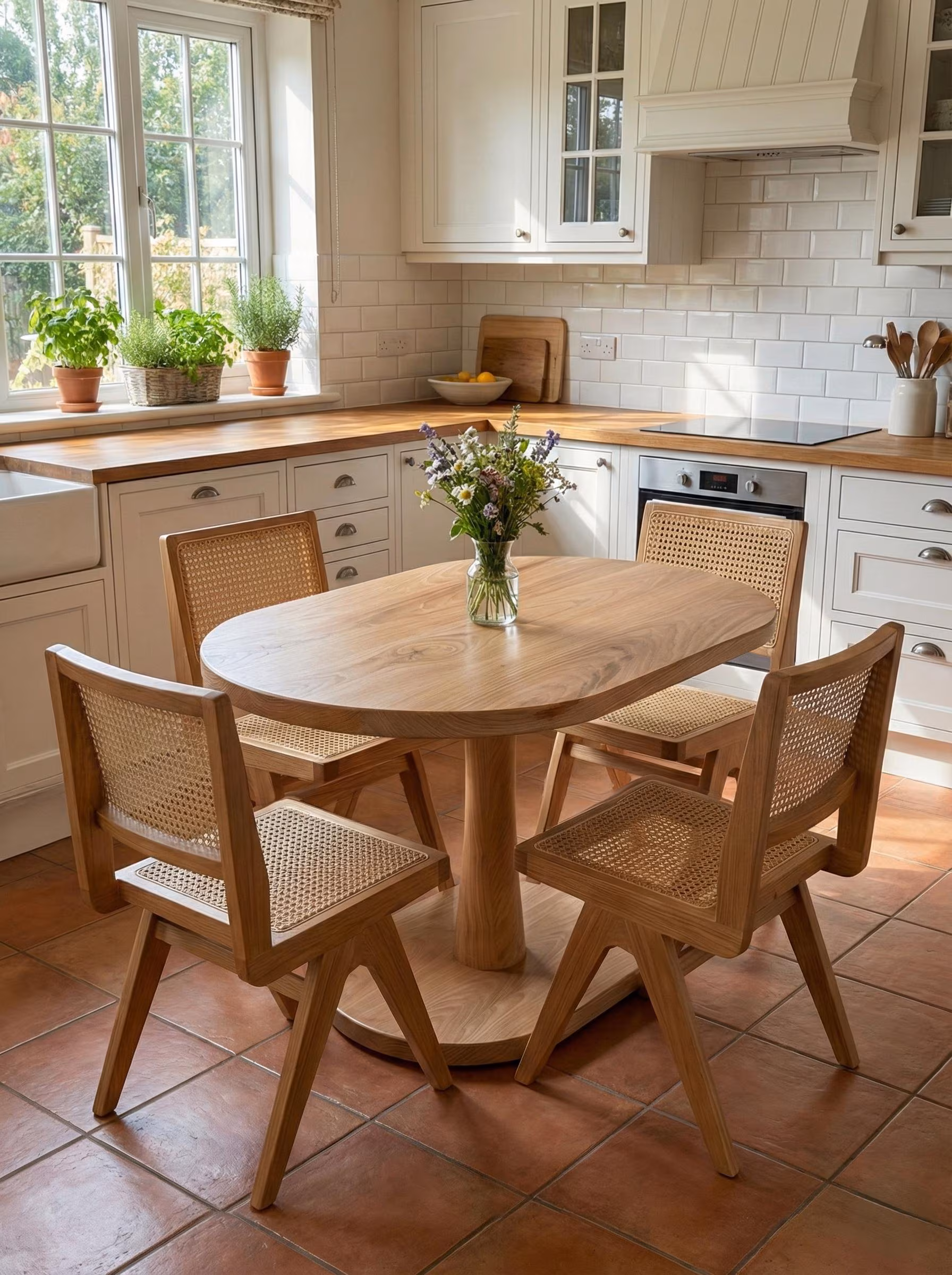 Solid Wood Oval Kitchen Table, Oval Pedestal Table