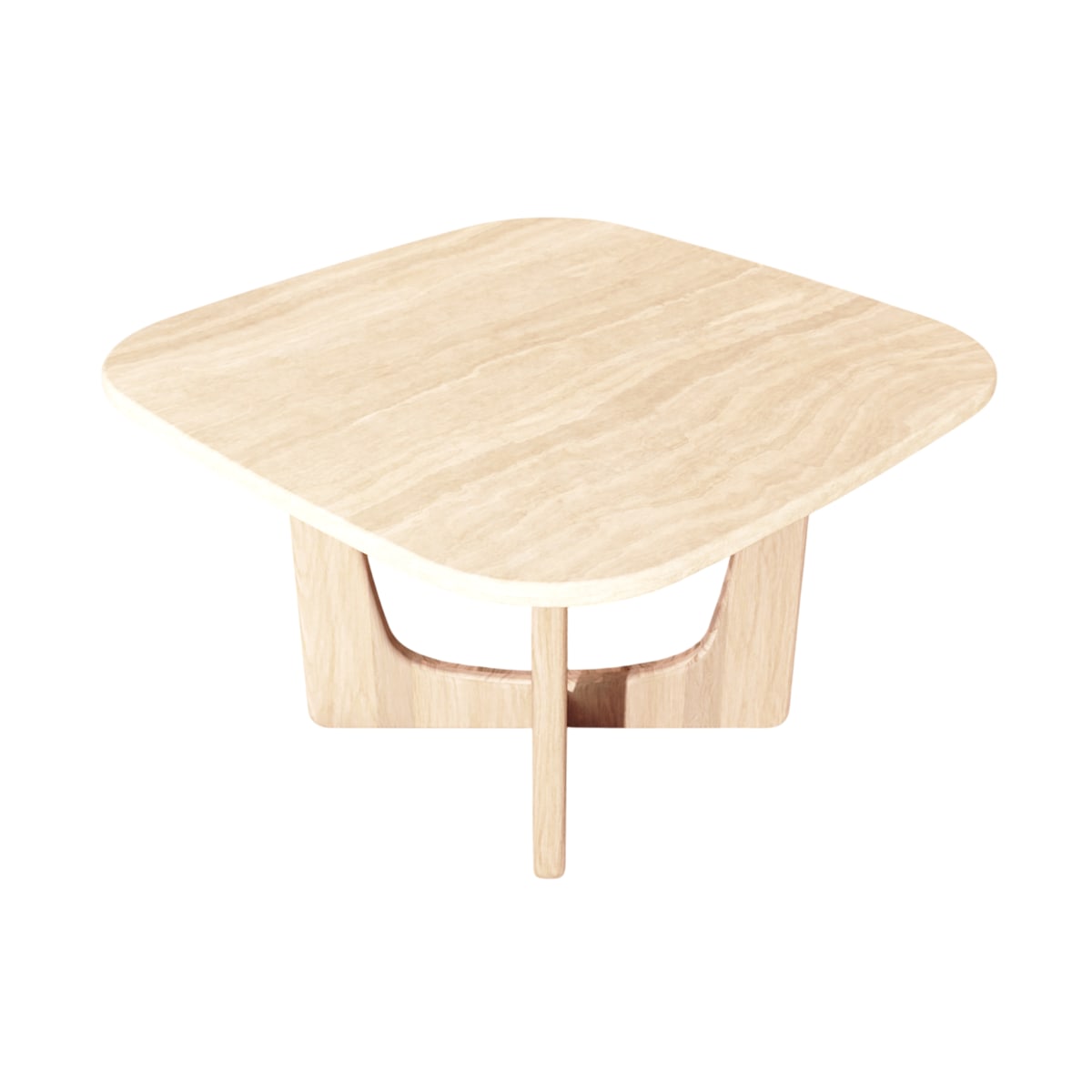 Tikamoon - Tafel in massief eikenhout en travertijn 4 pers. Mattia