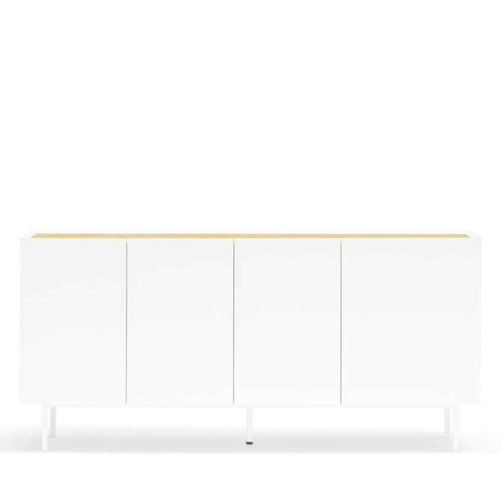 ARISTA - Buffet en bois 4 portes 3 tiroirs L165cm blanc