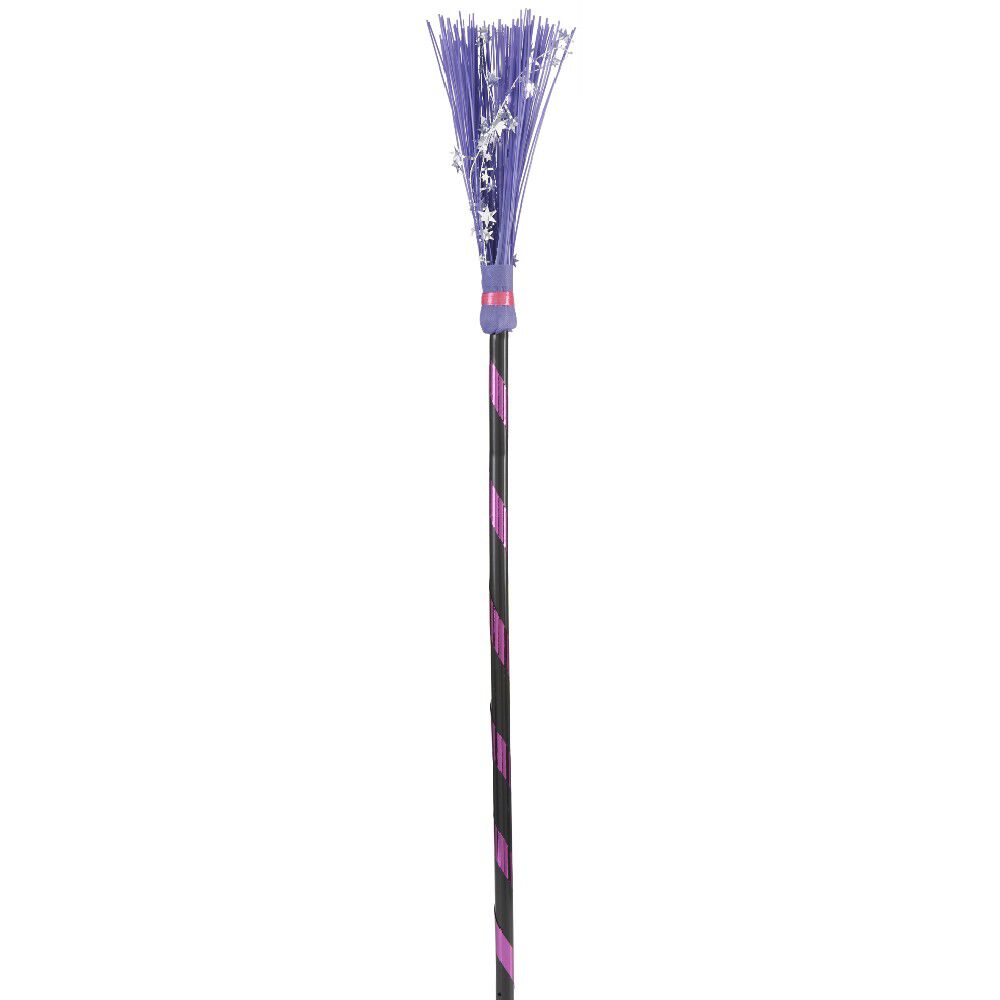 Balai sorcière Halloween fluo décor étoile H93 cm