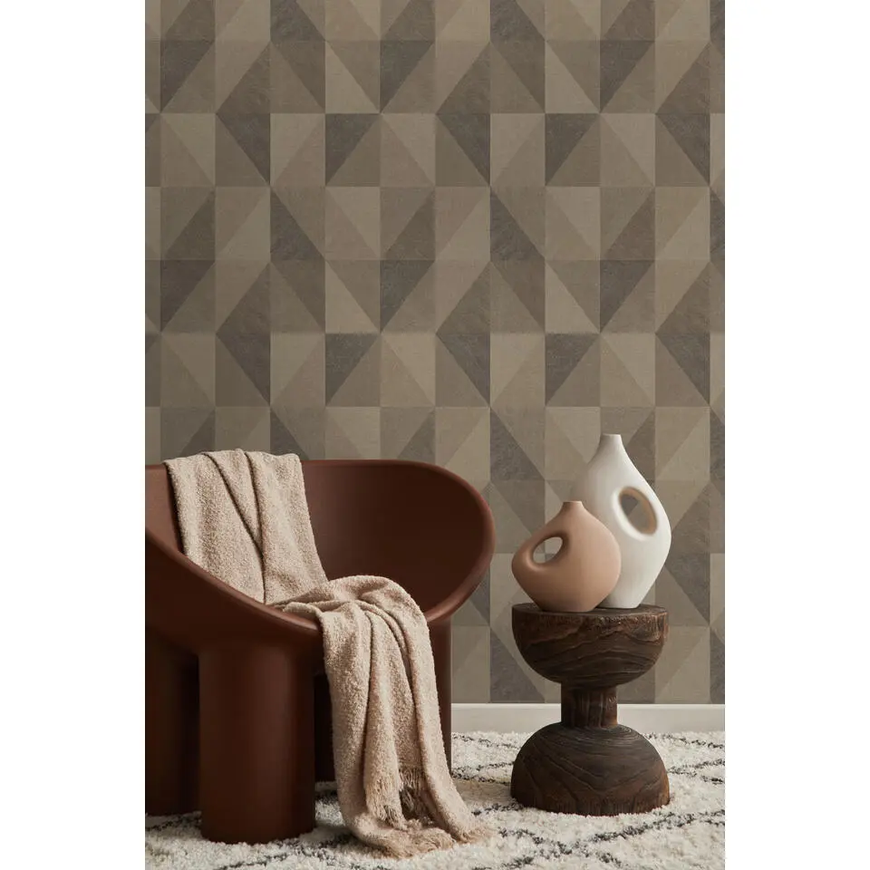 Origin Wallcoverings behang grafisch 3D motief bruin - 50 x 900 cm