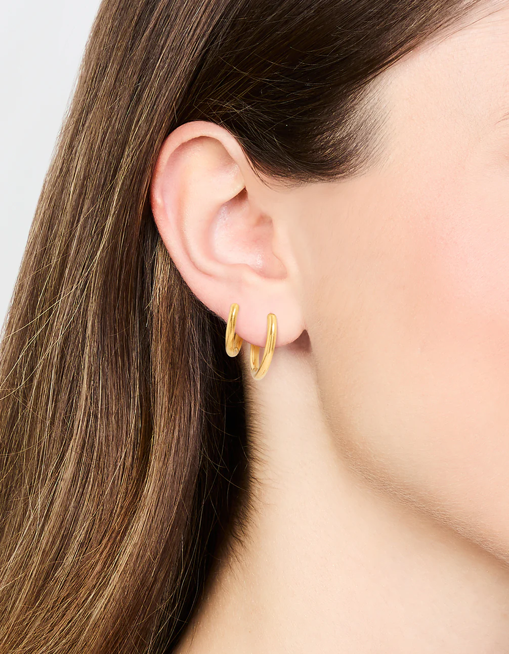 Waterproof Gold Plated  Stainless Steel Small Hoop Earrings 2-Pack