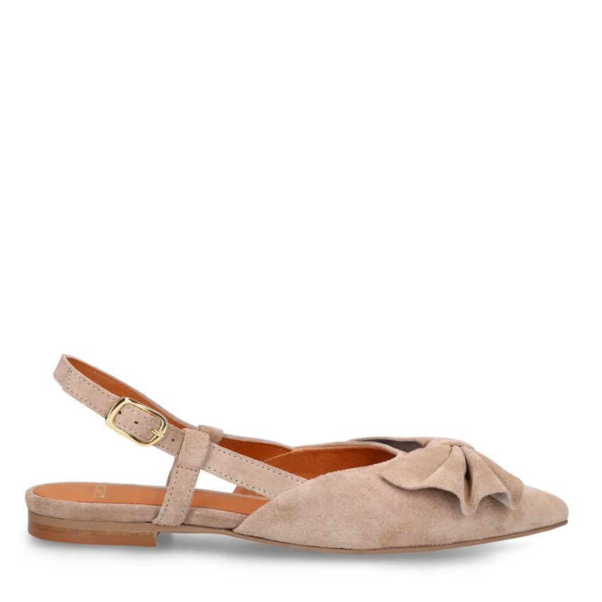 Manfield Taupe suède slingbacks met strik