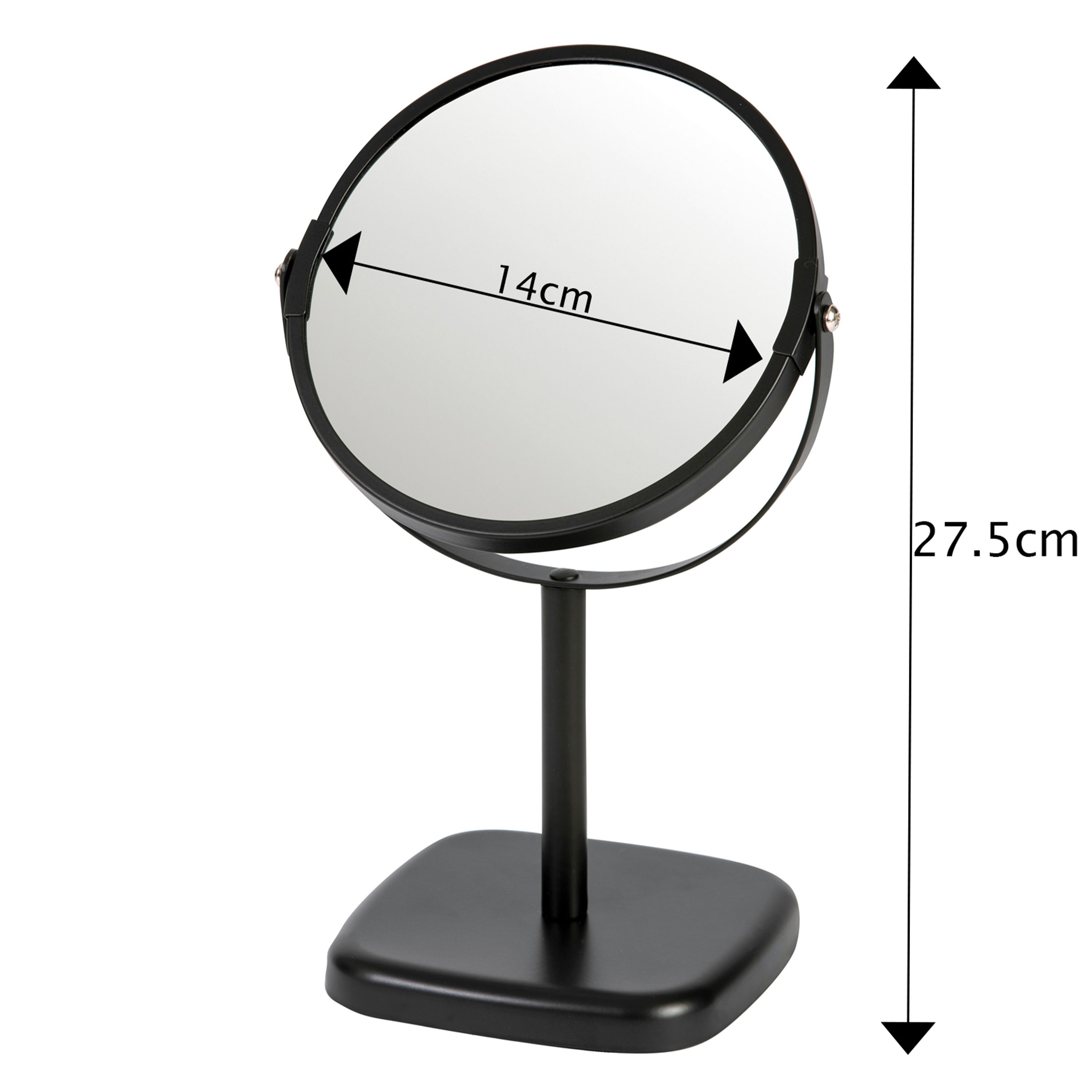 Showerdrape Capri Collection Black 2x Magnifying Round Compact Vanity Mirror