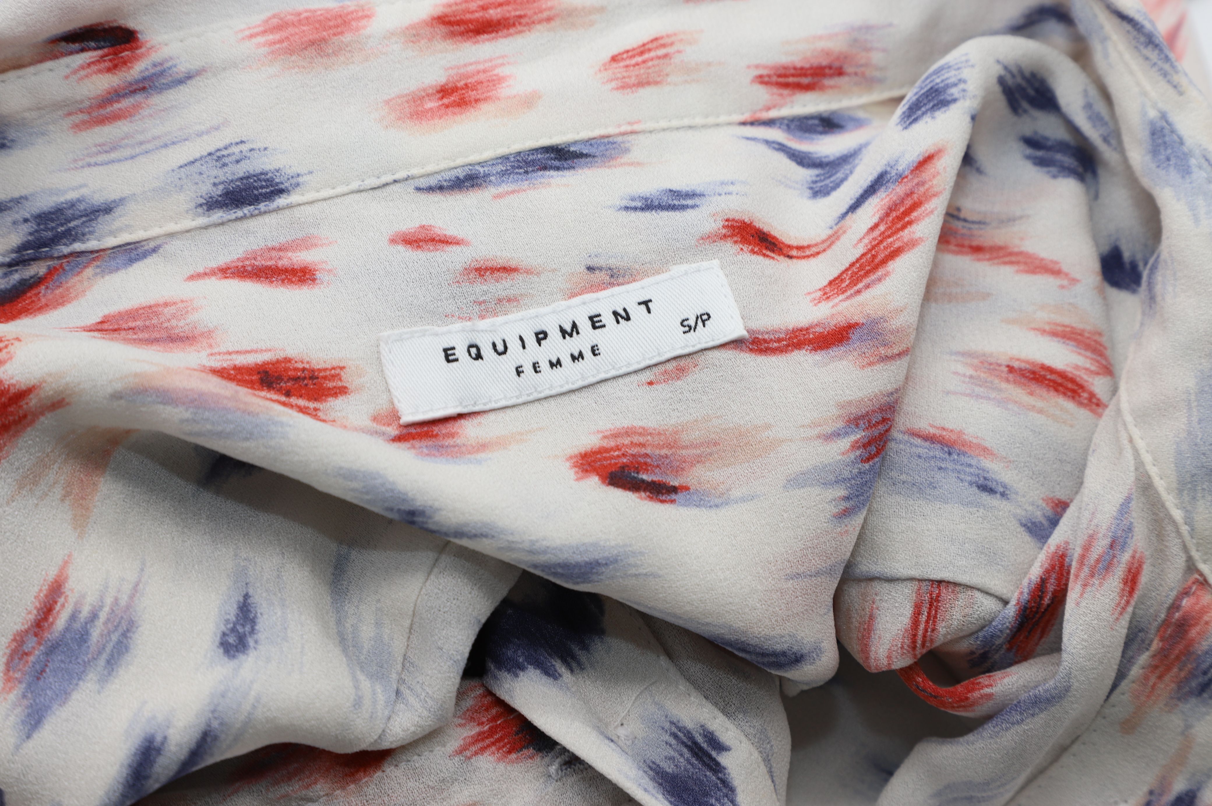 Equipment Preloved Printed Button-Down Shirt in Multicolor Silk
