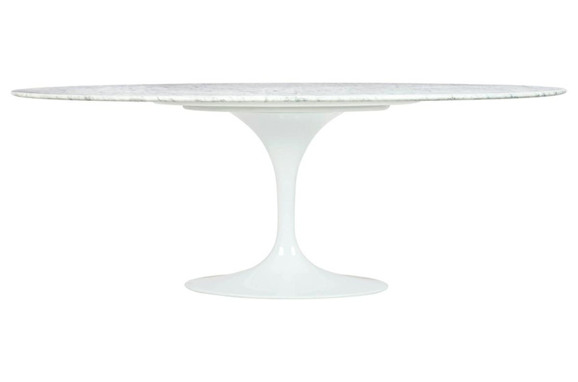 Stół TULIP ELLIPSE MARBLE CARRARA biały - blat owalny