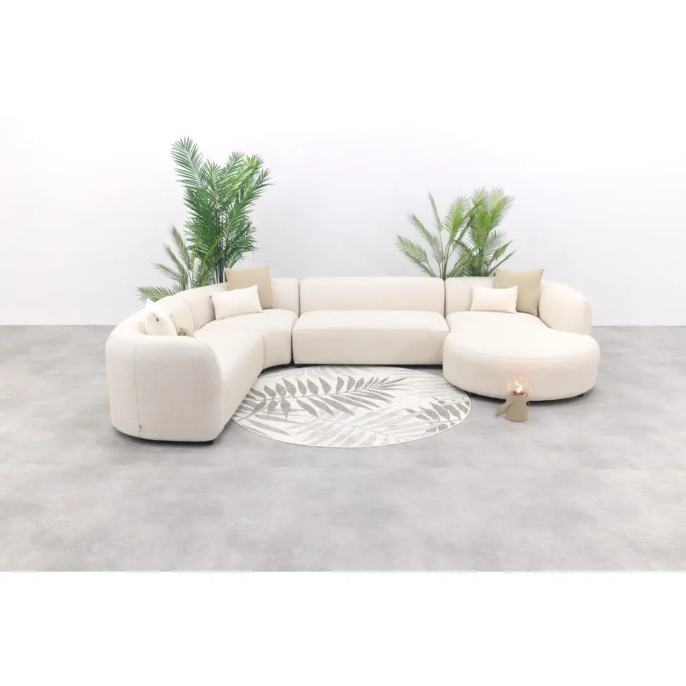 Madeira ronde u-vorm hoekbank chaise longue links - Naturel Sunbrella