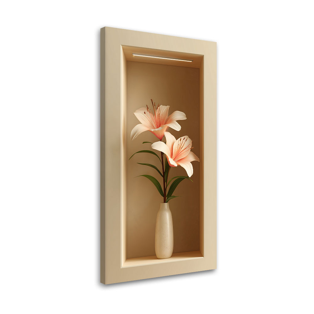 Obraz na ścianę do salonu sypialni, Kwiaty w wazonie we wnęce 3d 40x80