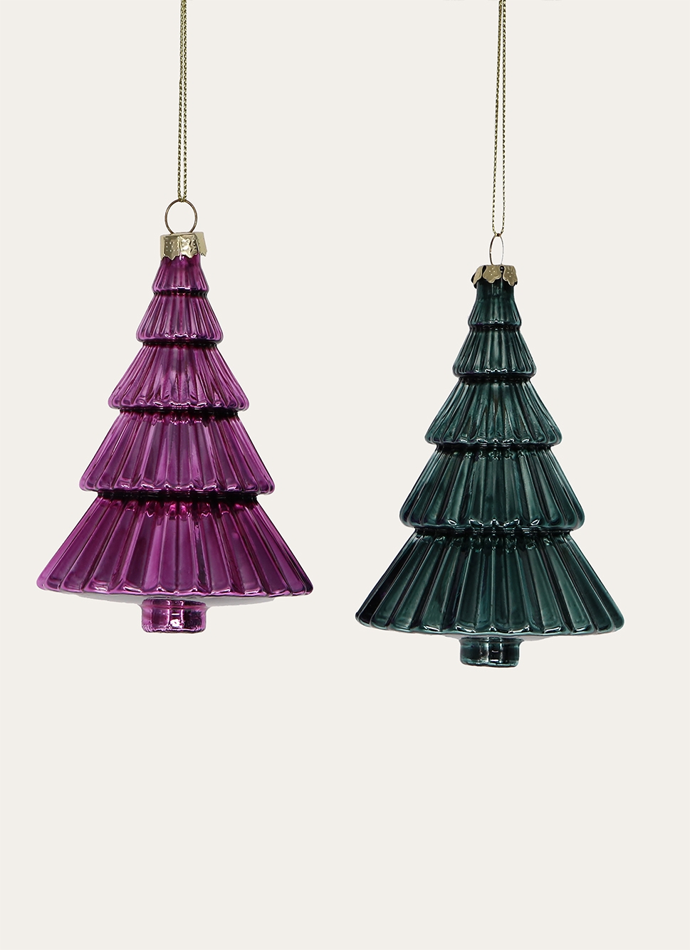 SAPIN EN VERRE à SUSPENDRE (COLORIS ALÉATOIRE) AUBERGINE/ÉMERAUDE