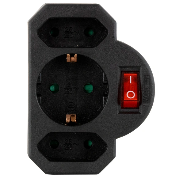 Adapter 2-   1-fach, Schwarz, Kunststoff