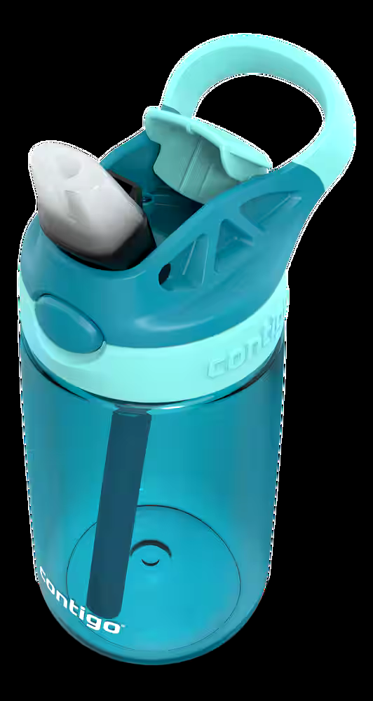 Contigo Cleanable Kids' Reusable Straw Water Bottle with AUTOSPOUT® Lid, Juniper & Jade Colour, 14-oz