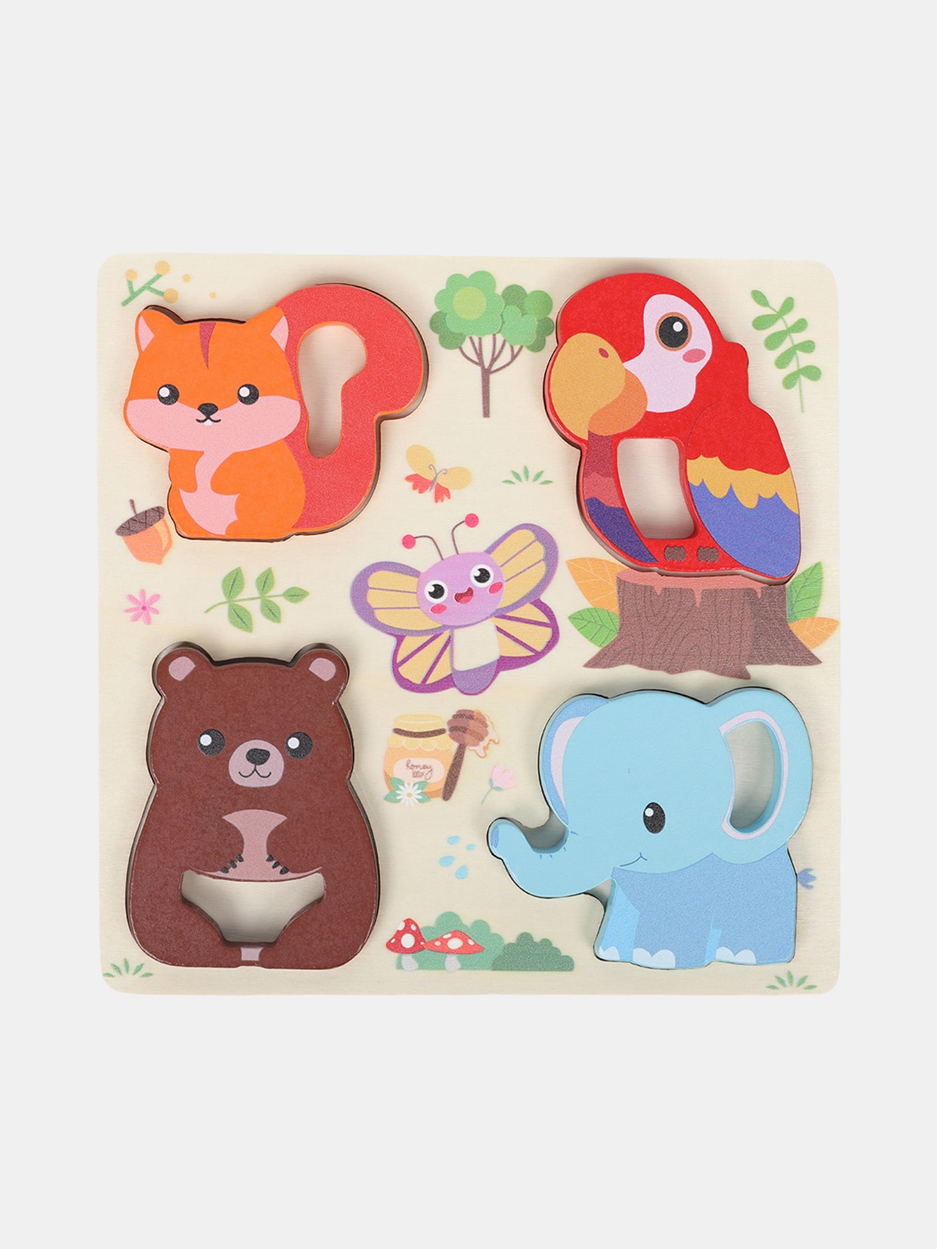 Drewniane puzzle z motywem zwierząt 5 pack