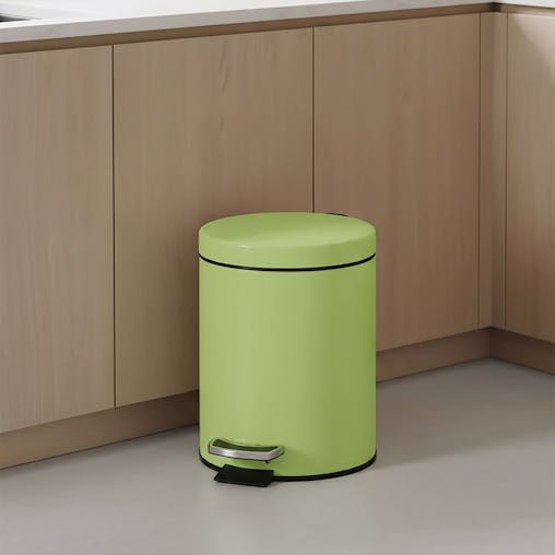 SOGA 4X Stainless Steel Foot Pedal Bin Round Green 7L