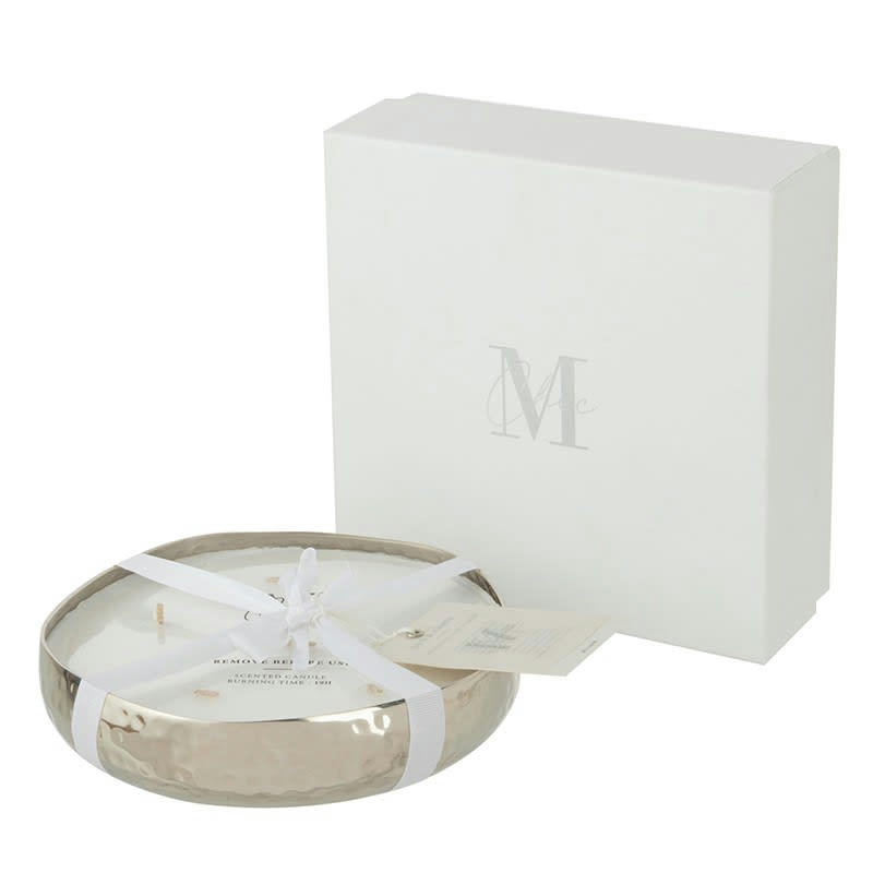 LIVIA - Bougie parfumée métal argent D28cm