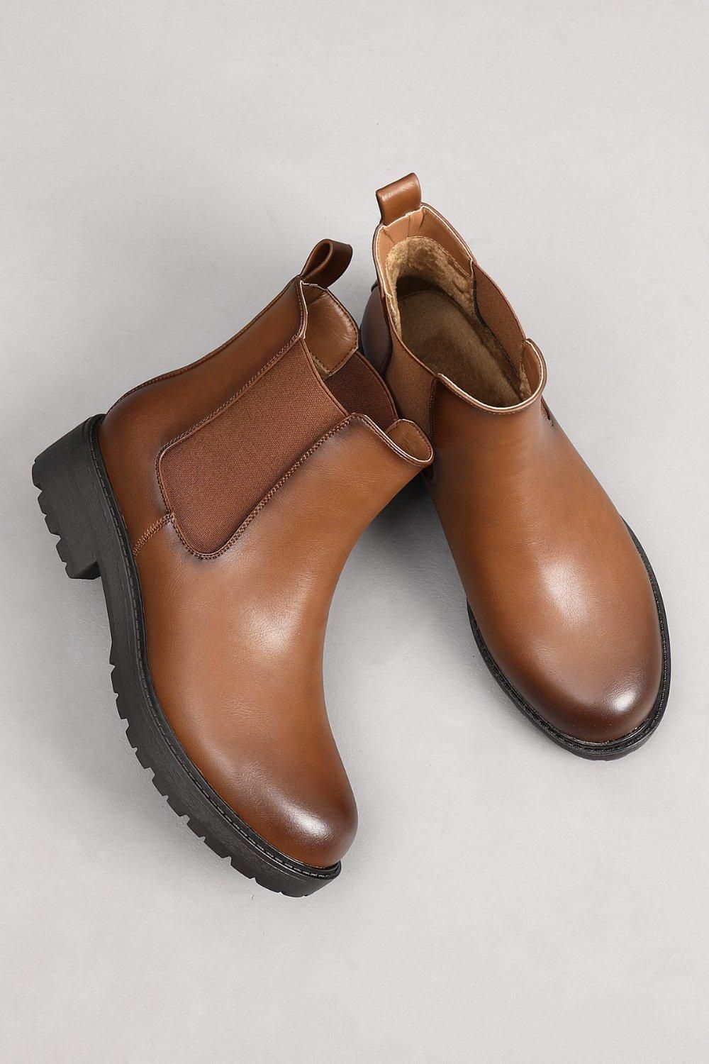 IVACHY Simple Casual Round Toe Elastic Band Platform Chelsea Boots
