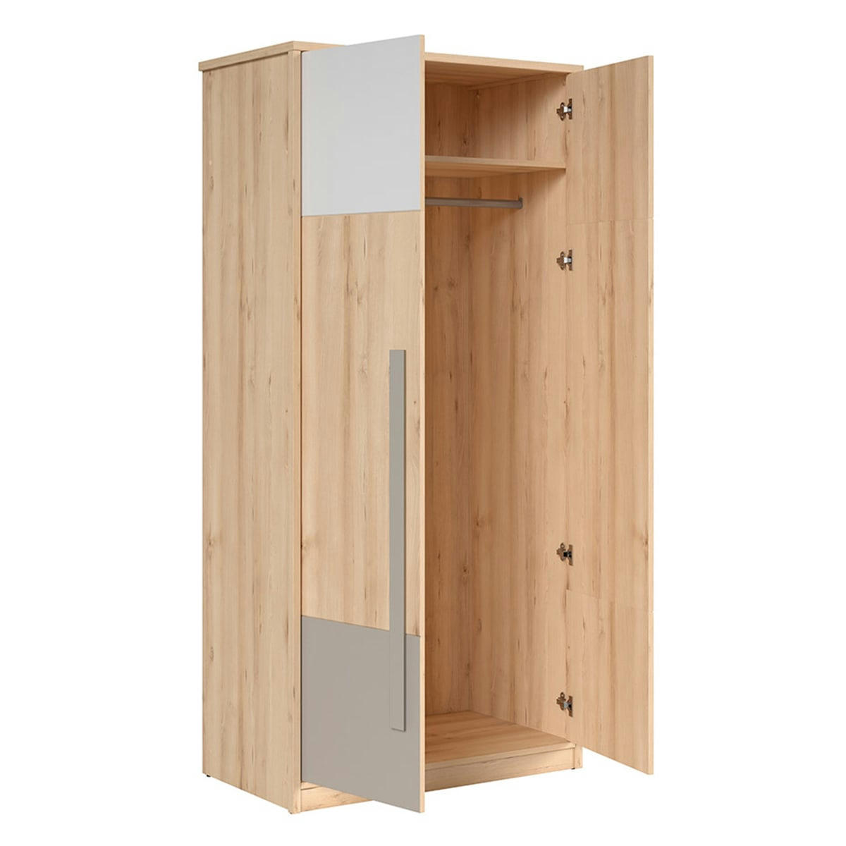 - Armoire 2 portes naturel gris et blanc