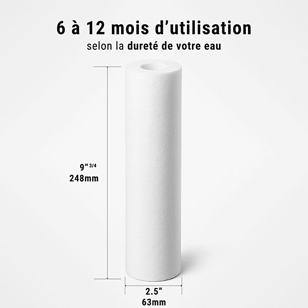 Cartouches anti-sédiments 9' 3/4 lot de 6 filtre à eau sous évier - 50 µm