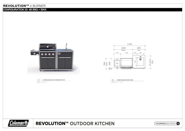 Coleman Revolution&trade; 3 Burner Kitchen with Sink - Black Gloss