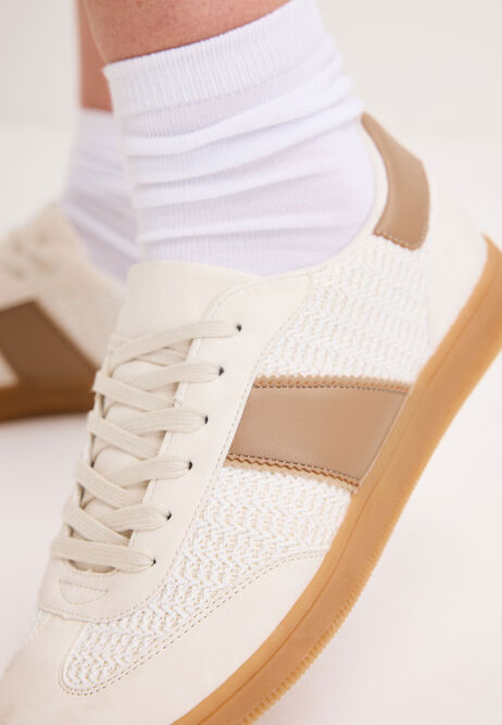 Womens Brown Retro Stripe Gum Sole Trainers