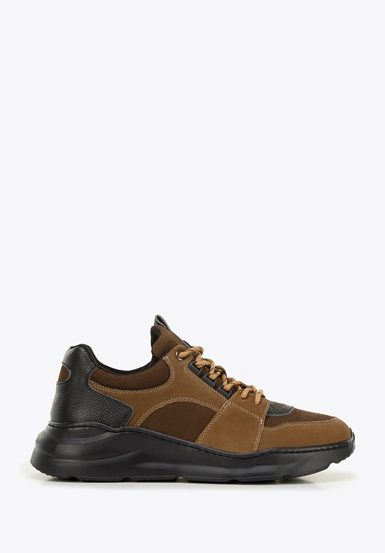 Męskie sneakersy na lekkiej podeszwie brązowe