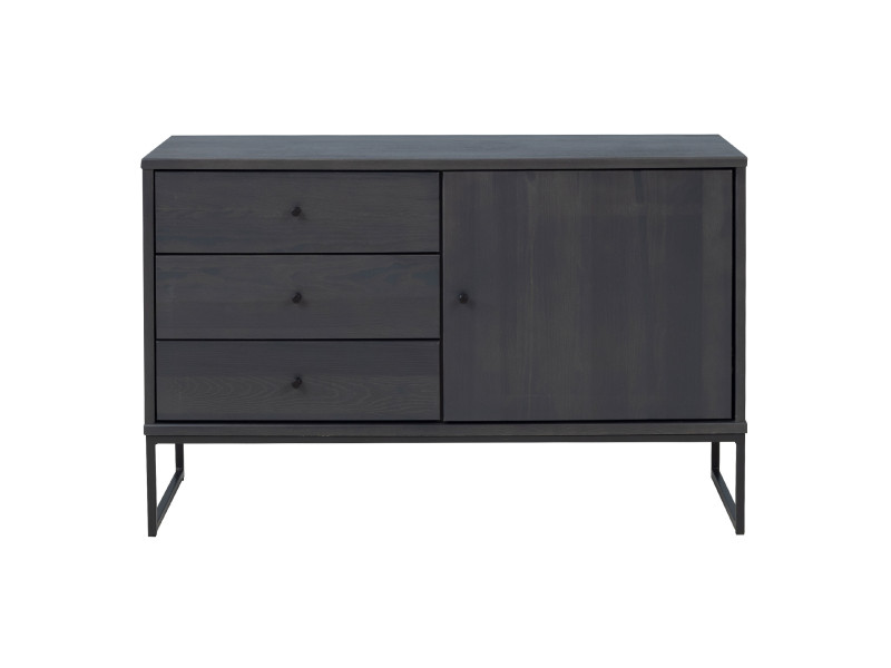 Komoda III drewno i metal MEGAN LOFT, kolor antracyt