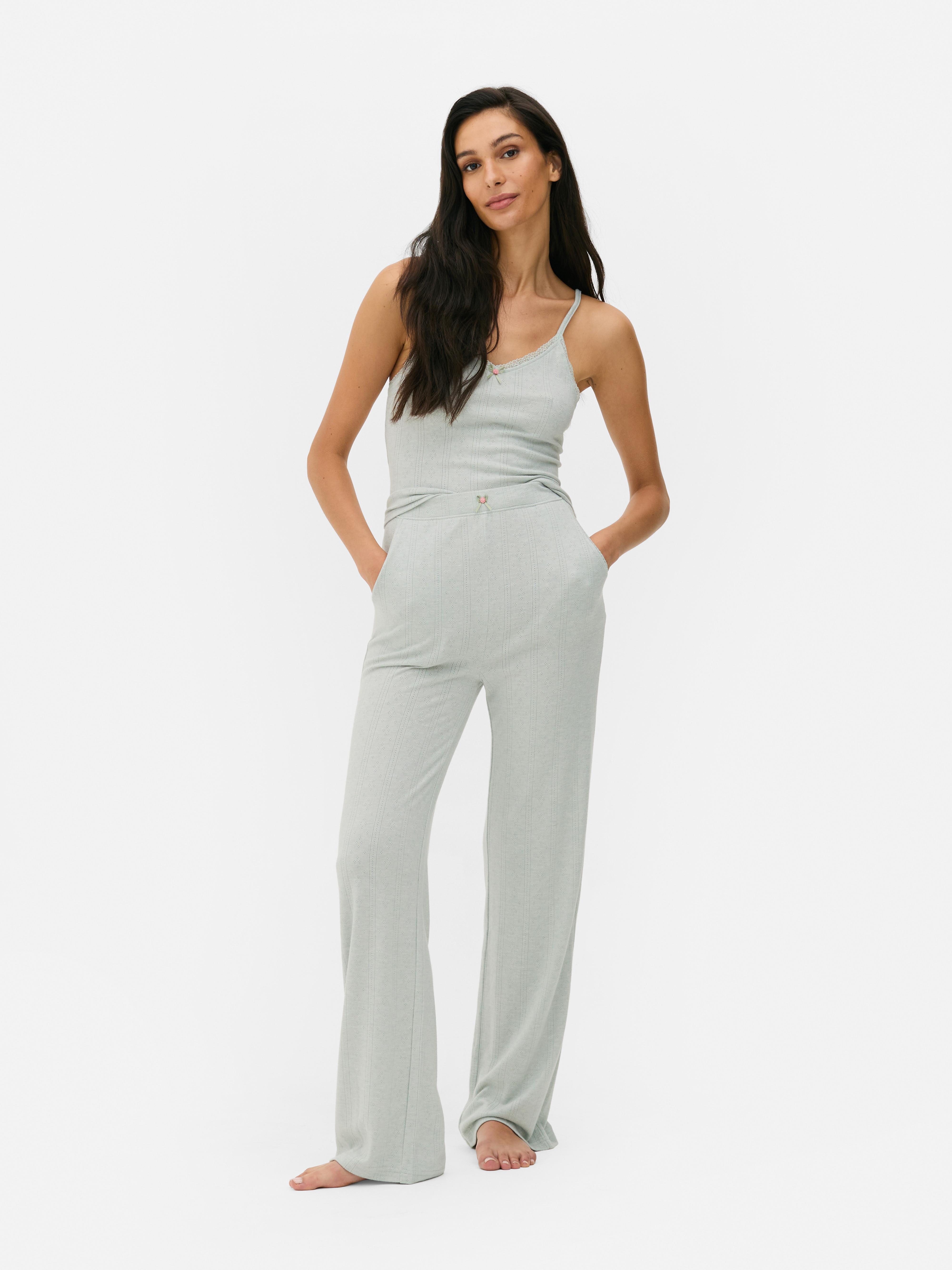 Pointelle Wide Leg Pajama Bottoms