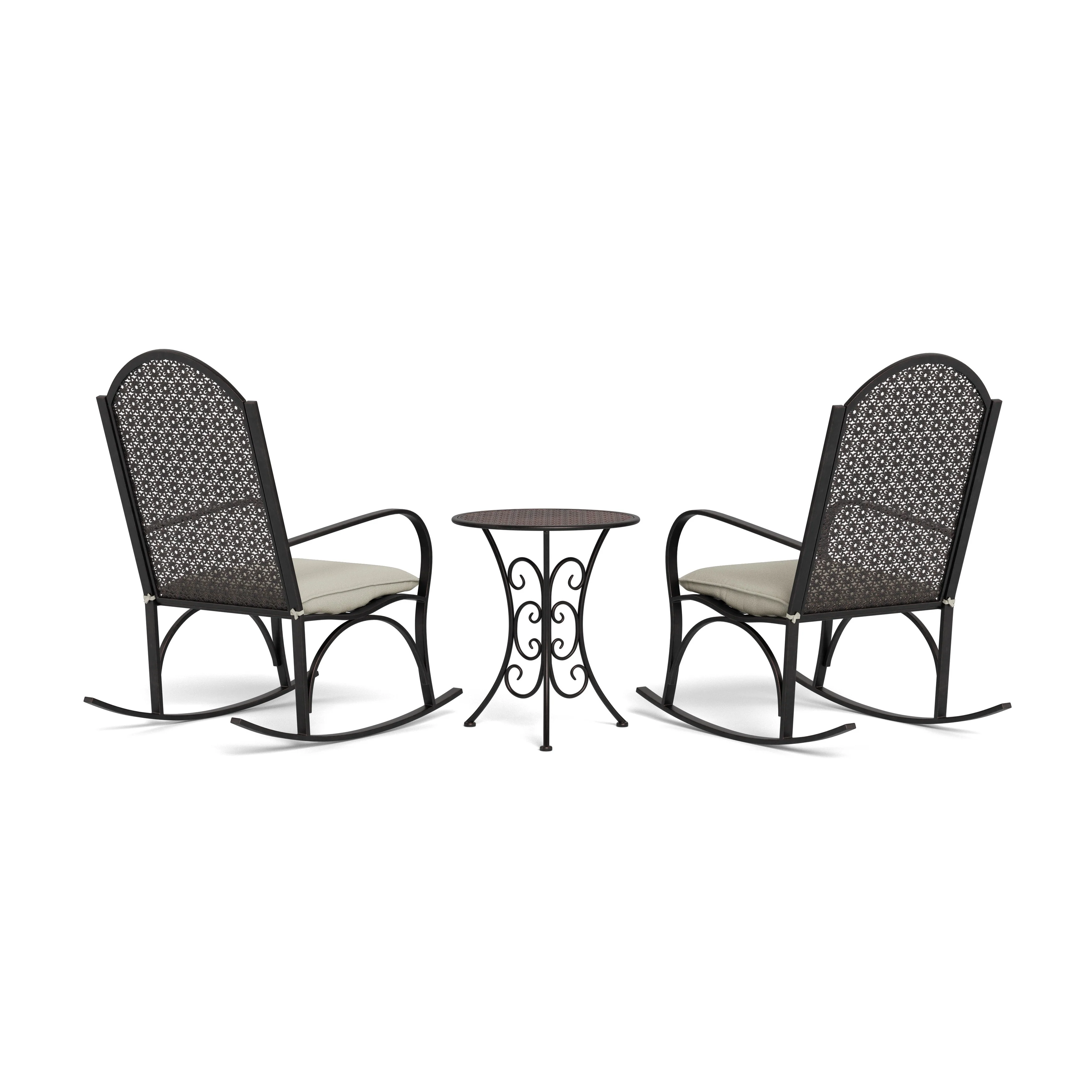 Garden Oiled Copper Metal Rocking Chair Set (3-Piece)