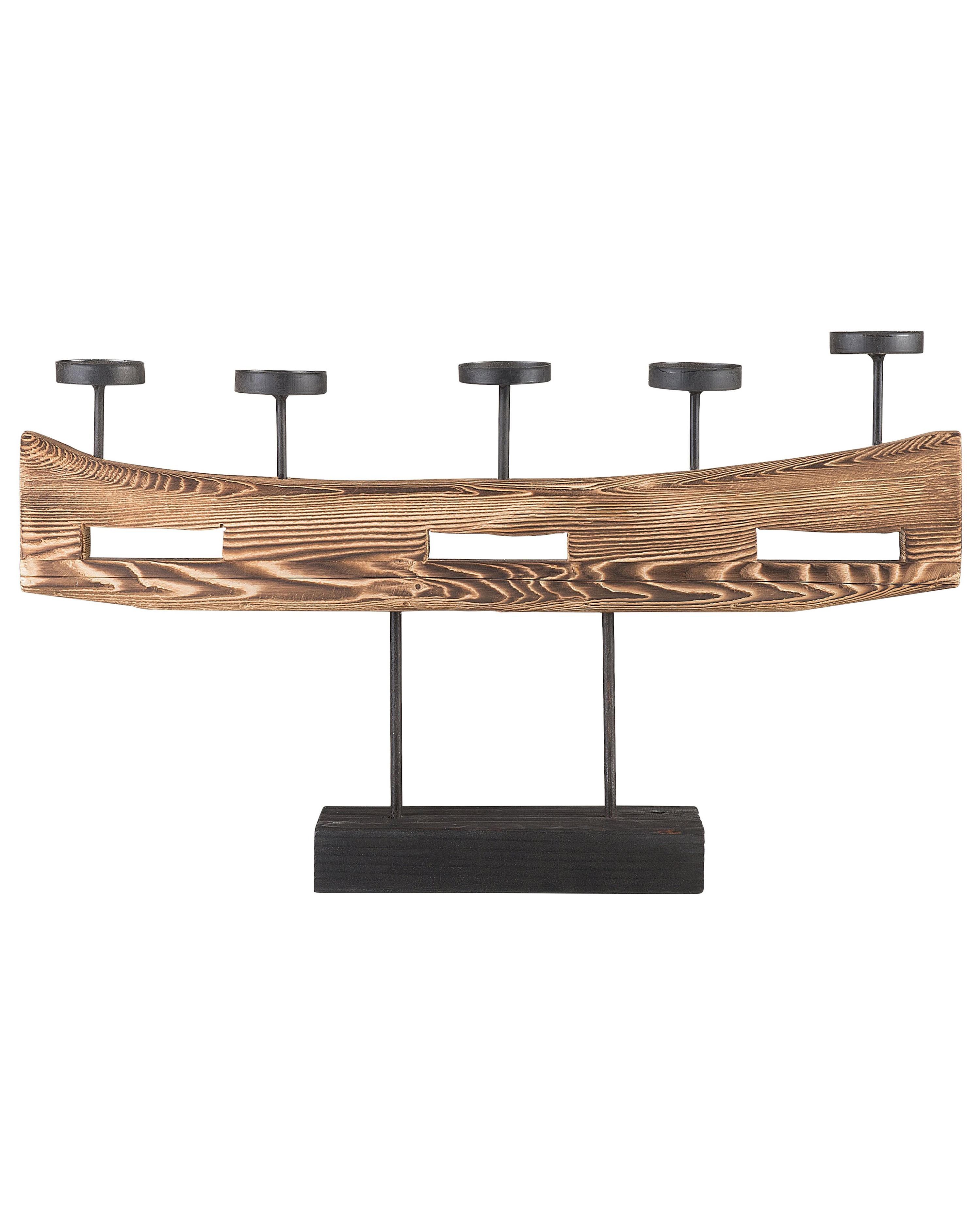 Candle Holder GUATEMALA Pine Wood 36 cm Brown