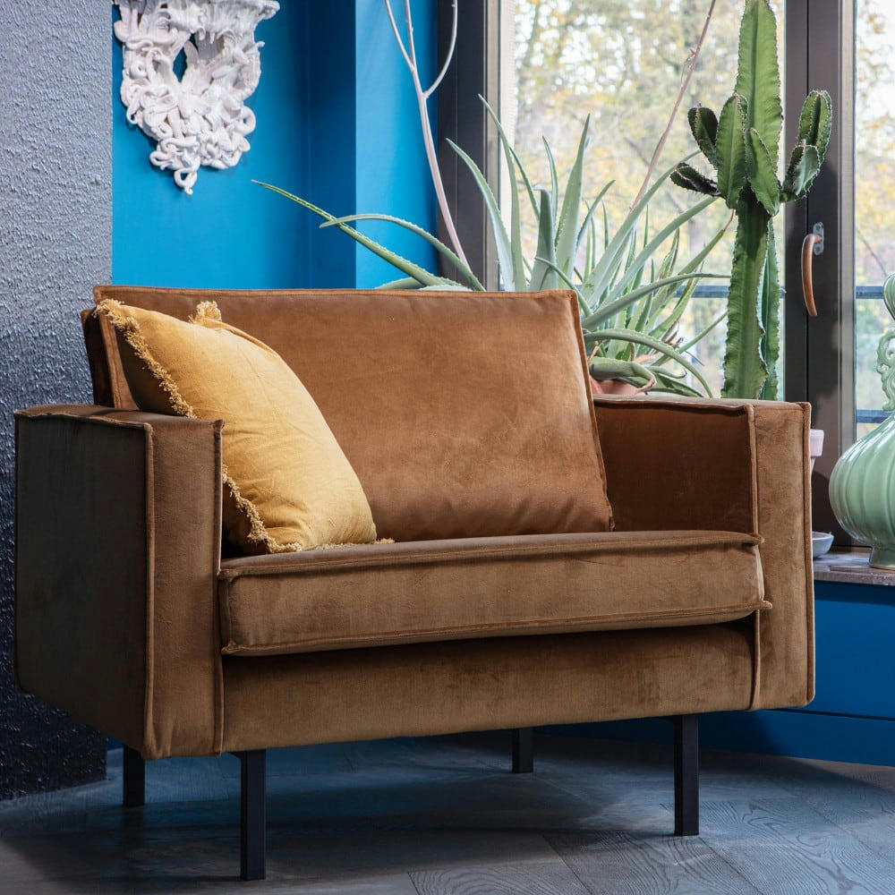 BRONCO - Fauteuil vintage en velours bronze