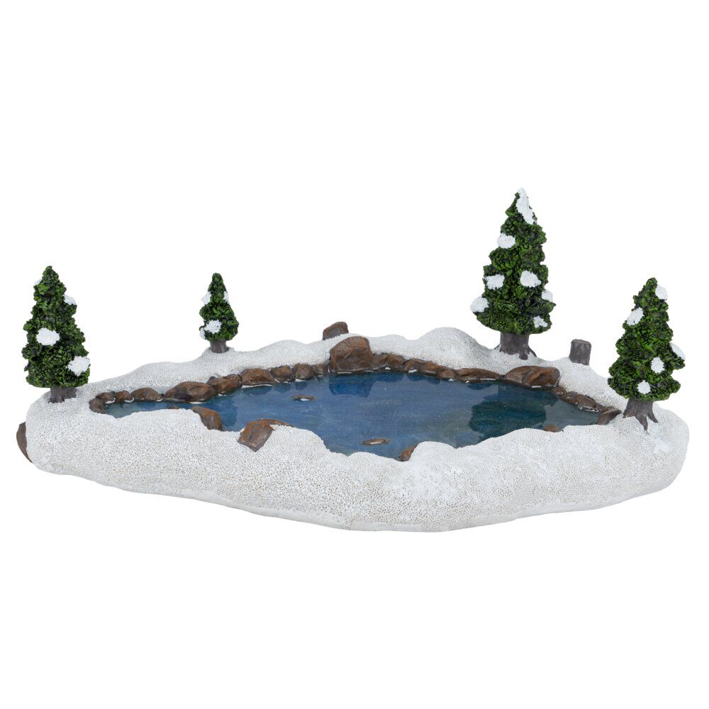 Décor village de No&euml;l lac gelé 27x16x9,5 cm