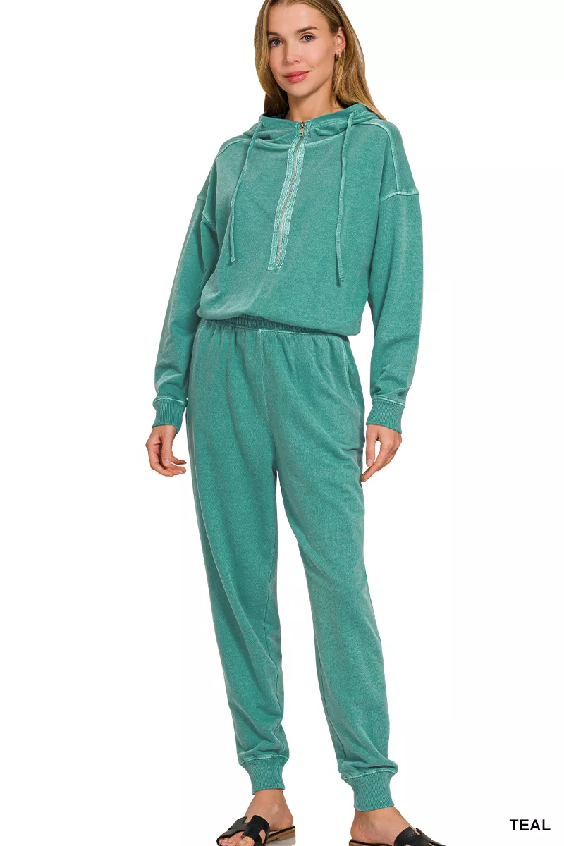 Enzyme Washed French Terry Jumpsuit