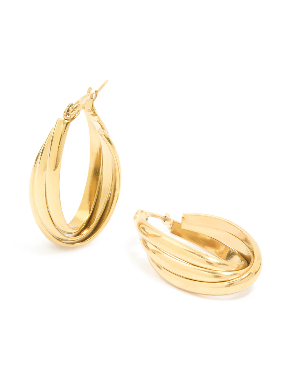 Waterproof Gold Plated Stainless Steel Layered Huggie Earrings