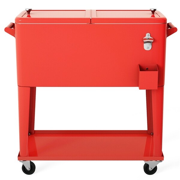 Outdoor Patio 80" Quart Rolling Steel Construction Cooler