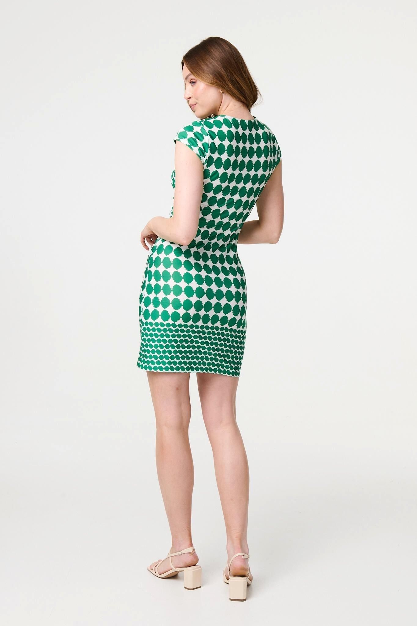Izabel London Polka Dot Faux Wrap Shift Dress