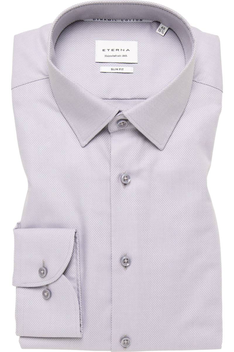 ETERNA Dynamic Cotton Slim Fit Hemd hellgrau, Strukturiert