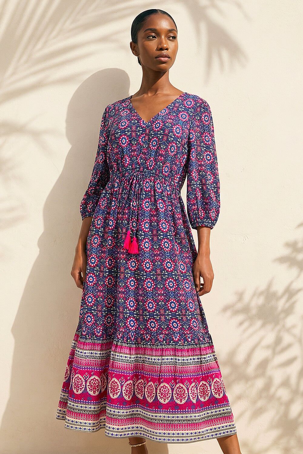 Roman Petite Aztec Border Print Midi Dress