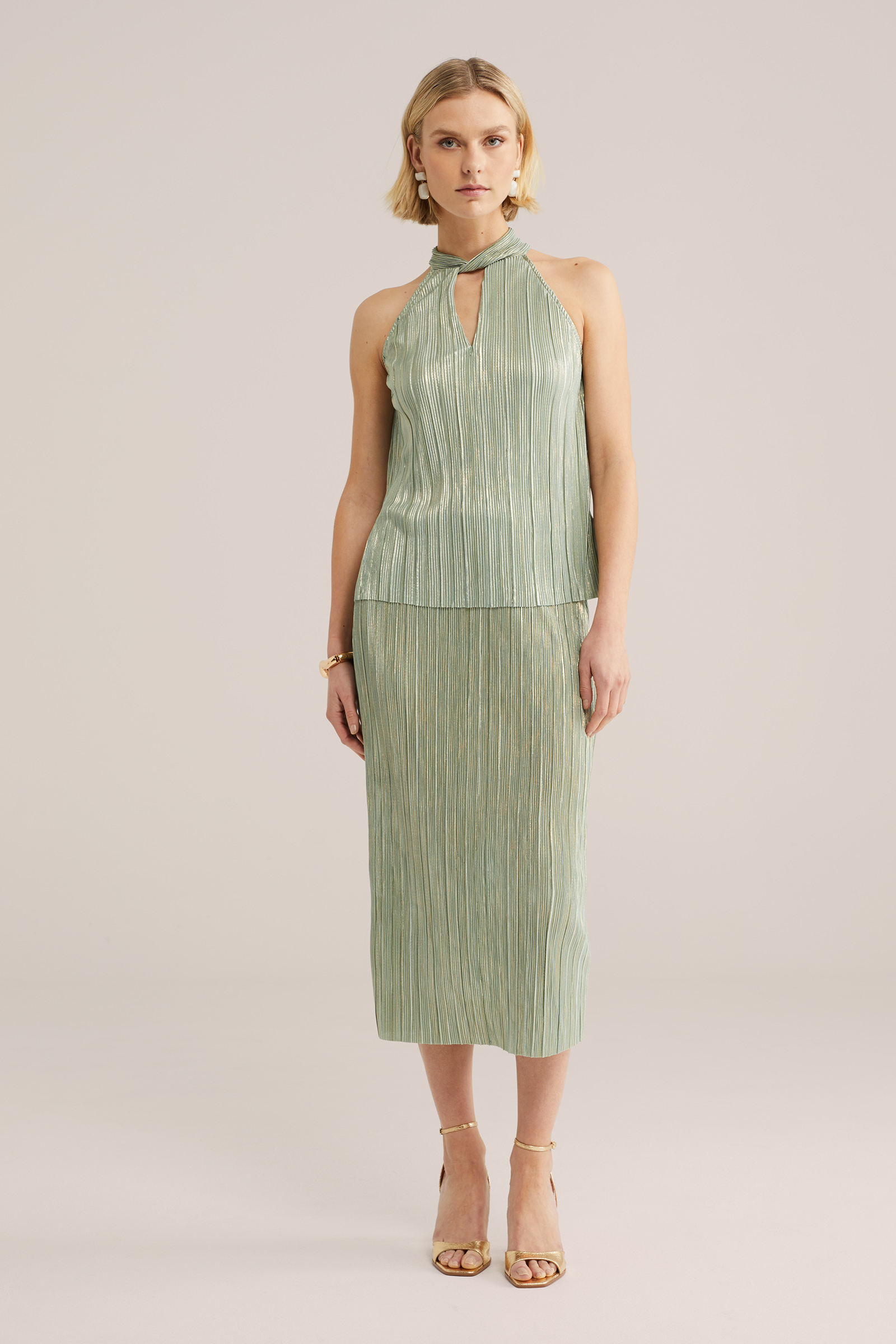 Dames jersey pliss&eacute; top